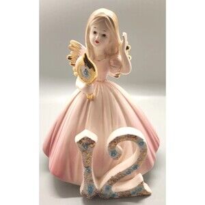 Vintage Josef Original Porcelain Birthday Angel Girl Figurine 12 Years Old w Tag